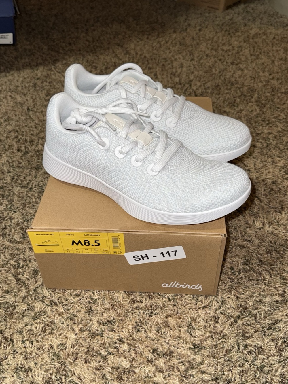 Allbirds Tree Runner NZ Men’s Size 8.5 Blizzard White Sneaker Shoes New
